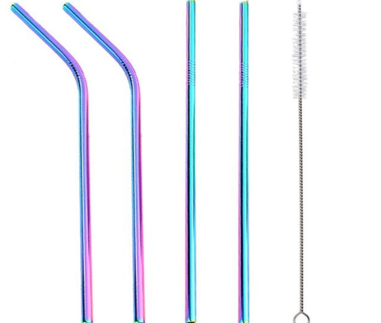 Colourful Reusable Stainless Steel Straws - Habistash