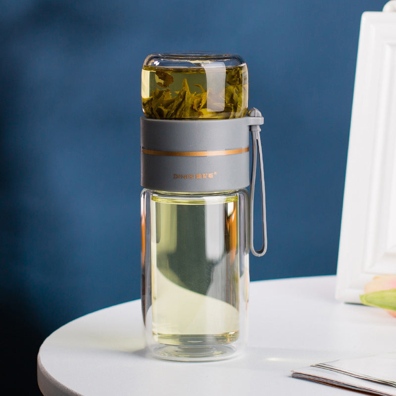 Leakproof Glass Water Bottle With Tea Infuser - Habistash