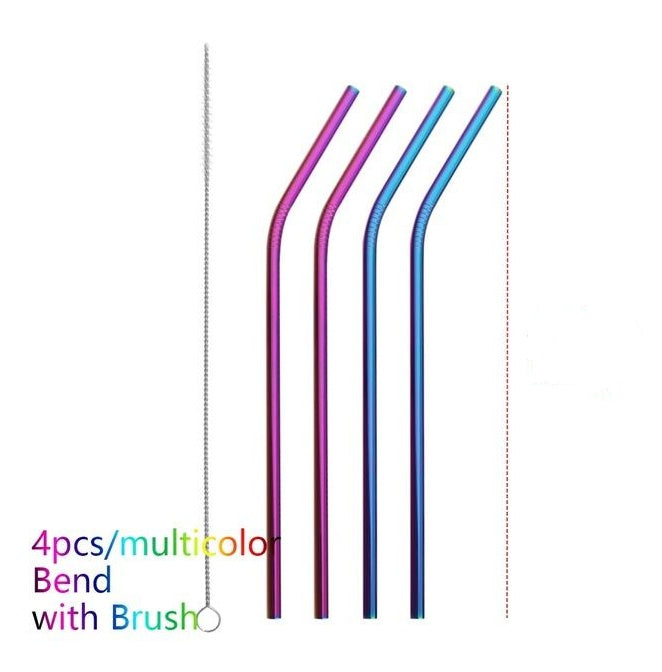 Colourful Reusable Stainless Steel Straws - Habistash