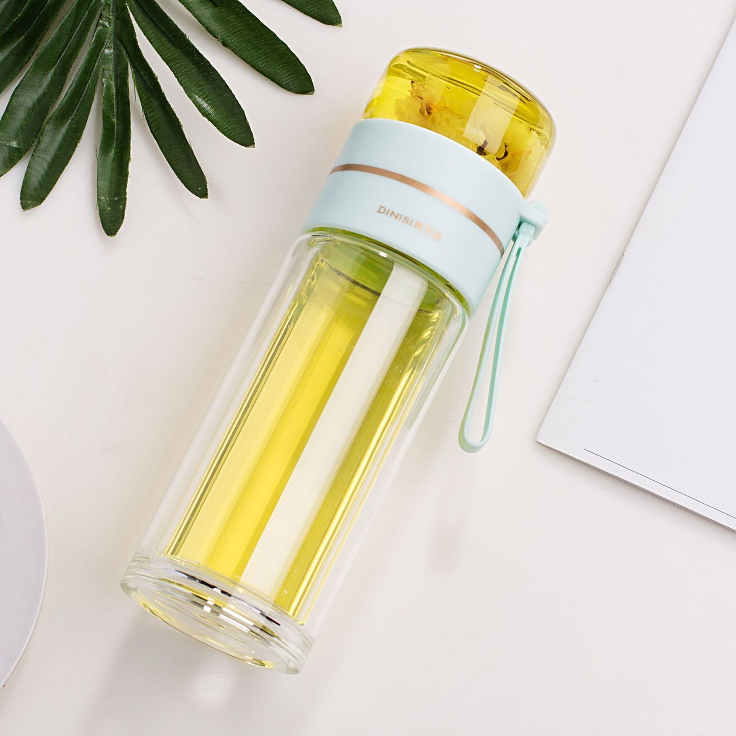 Leakproof Glass Water Bottle With Tea Infuser - Habistash