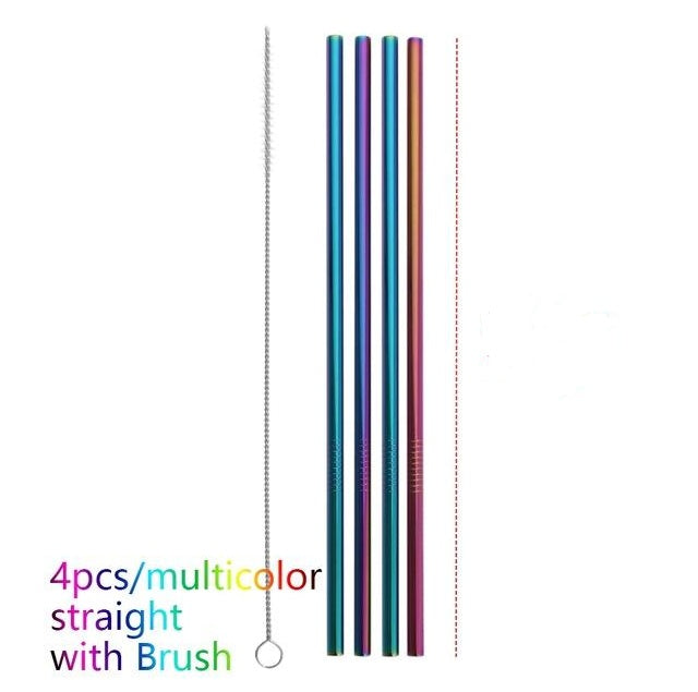 Colourful Reusable Stainless Steel Straws - Habistash