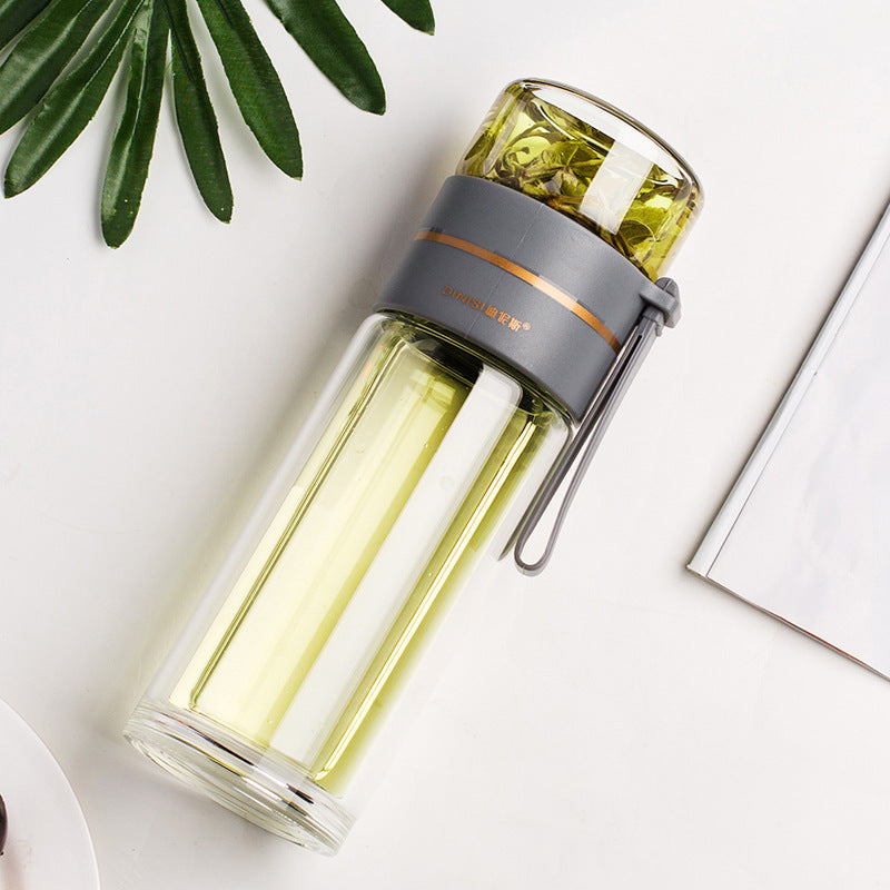 Leakproof Glass Water Bottle With Tea Infuser - Habistash